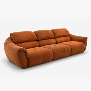 Modern 123" Oversized Cotton Linen 3-Seater Sofa in Terracotta