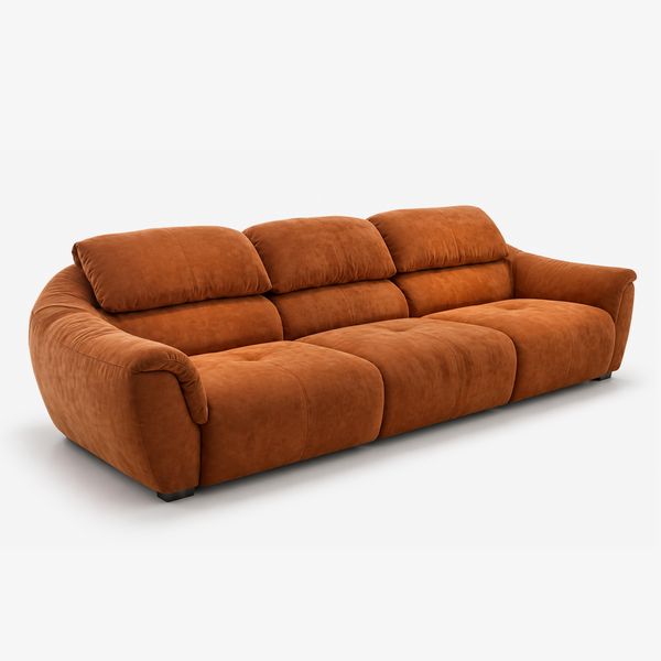 Modern 123" Oversized Cotton Linen 3-Seater Sofa in Terracotta