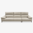 Modern Leather Sofa with Adjustable Headrests - Ergonomic Couch with Metal Legs