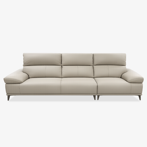 Modern Leather Sofa with Adjustable Headrests - Ergonomic Couch with Metal Legs