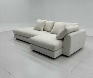 Modern Cream Bouclé L-Shape Sectional Sofa - Extra Deep Seat Modular Chaise Lounge Couch - Quiet Luxury Cloud Sofa for Living Room