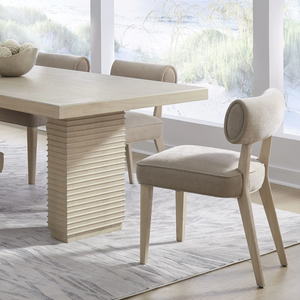 Modern Oatmeal Upholstered Dining Chair with Curved Backrest | Scandi Wood Leg Side Chair