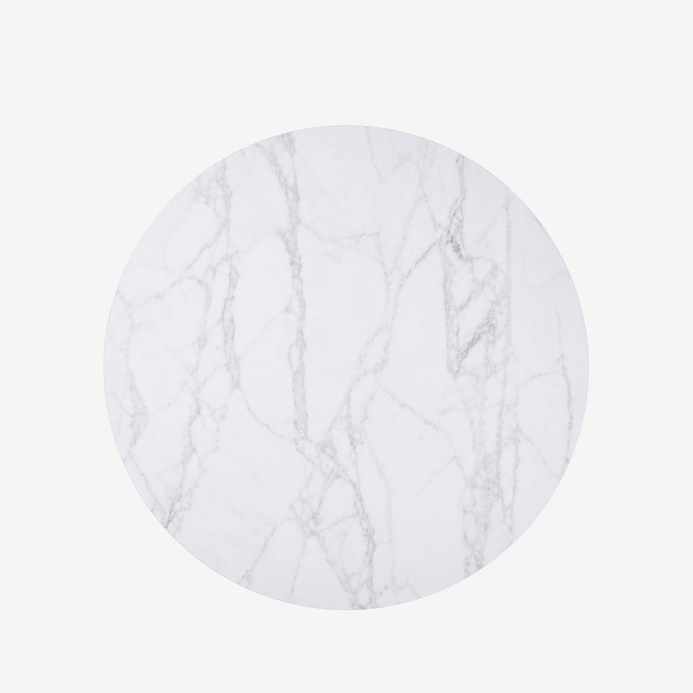 Modern Roman Column Round Dining Table – White Sintered Stone Top & Solid Wood Fluted Pedestal