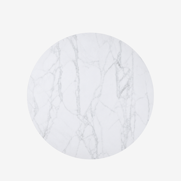 Modern Roman Column Round Dining Table – White Sintered Stone Top & Solid Wood Fluted Pedestal