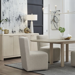 Modern Cream White Boucle Dining Chair, Armless Fully Upholstered Accent Chair with Block Base for Dining Room & Vanity