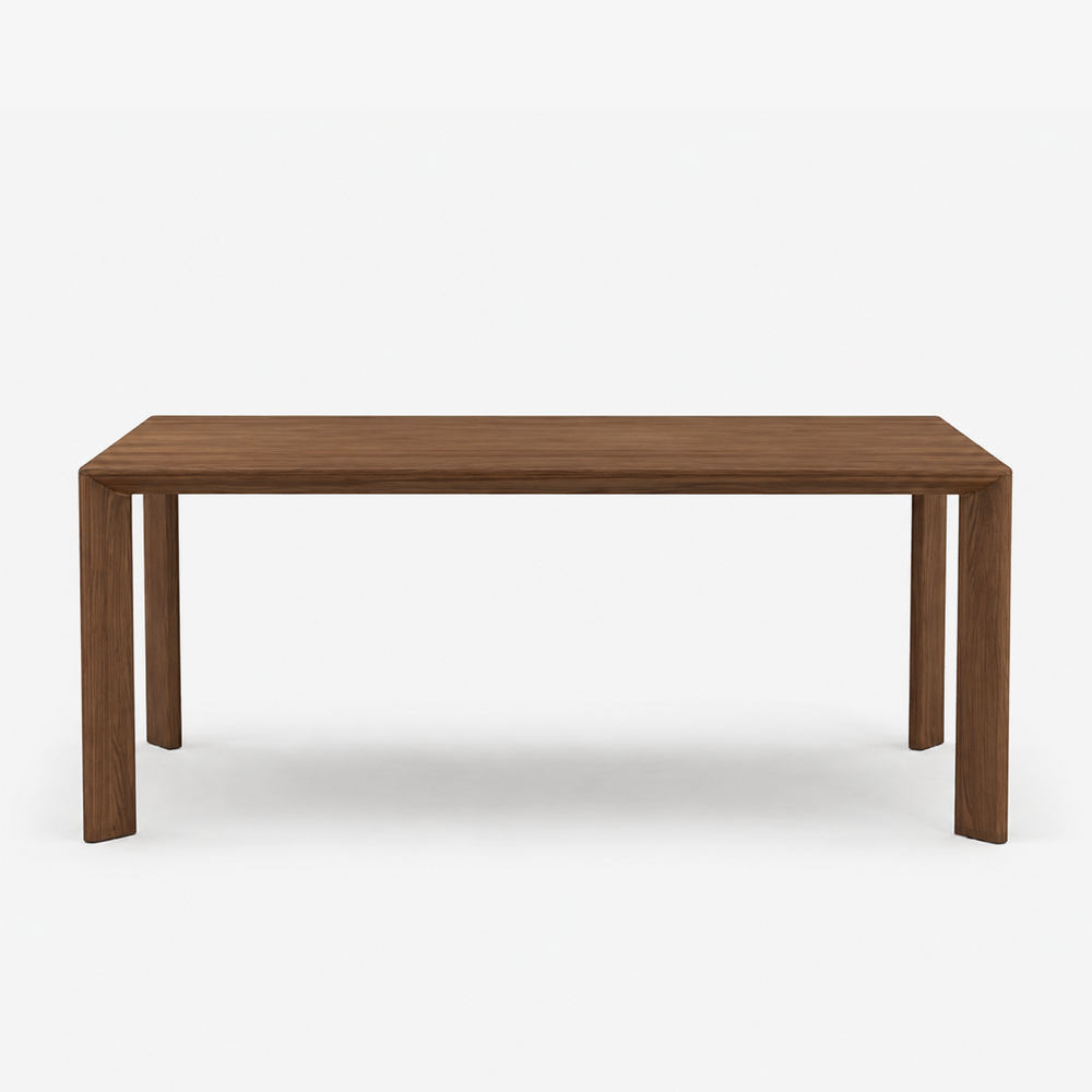 Modern Minimalist Walnut Dining Table - 1.8M Rectangular Solid Wood Style Table with Rounded Edges