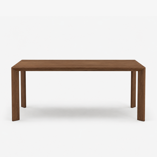 Modern Minimalist Walnut Dining Table - 1.8M Rectangular Solid Wood Style Table with Rounded Edges
