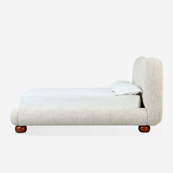 Afra Chenille Upholstered Platform Bed Frame with Wood Legs