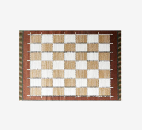 Gorman Mid-Century Modern Geometric Grid Area Rug | Retro Checkerboard Carpet