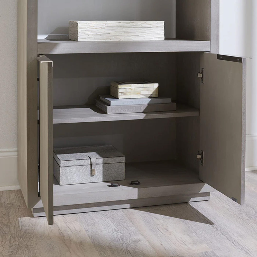 Contemporary Grey Wood Etagere Display Shelf - Sleek Minimalist Bookcase for Home Office