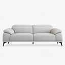 Modern Leather Sofa with Adjustable Headrests - Ergonomic Couch with Metal Legs