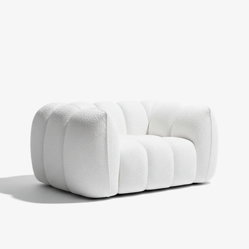 Modern Pumpkin Bouclé Accent Chair – Sculptural Oversized Lounge Chair