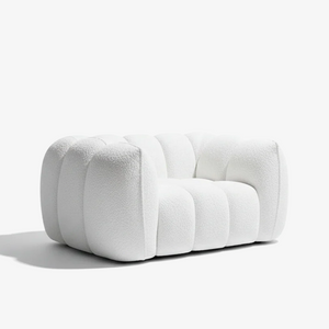 Modern Pumpkin Bouclé Accent Chair – Sculptural Oversized Lounge Chair