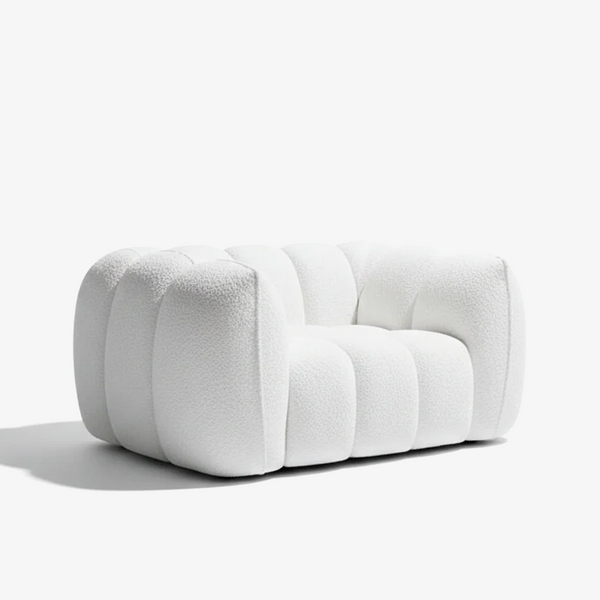 Modern Pumpkin Bouclé Accent Chair – Sculptural Oversized Lounge Chair