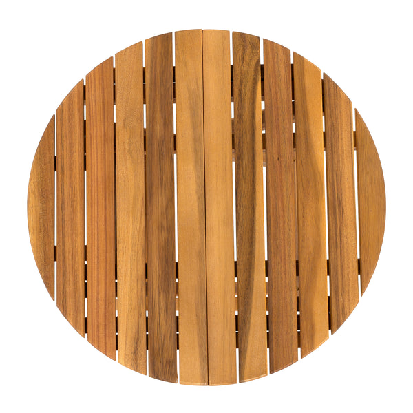 NO INSTALLATION REQUIRED, FOLDABLE AND ADJUSTABLE OUTDOOR ACACIA WOOD SIDE TABLE (TEAK FINISH)