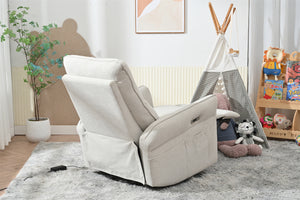 270° Power Swivel Rocker Recliner Chair for Adults, Swivel Rocking Recliner Chair,Electric Small Recliners for Small Spaces, Single Sofa Recliner for Living Room, Bedroom,RV (Fabric Gray+270°Swivel)