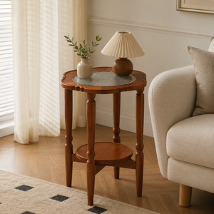 Retro Begonia Flower-Shaped Glass Accent Table