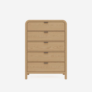 Natural Oak 5-Drawer Dresser | Modern Tall Chest of Drawers for Bedroom
