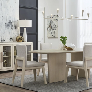 Modern Scandi Upholstered Dining Chair with Solid Wood Legs, Beige Linen Fabric Armless Side Chair for Dining Room & Kitchen