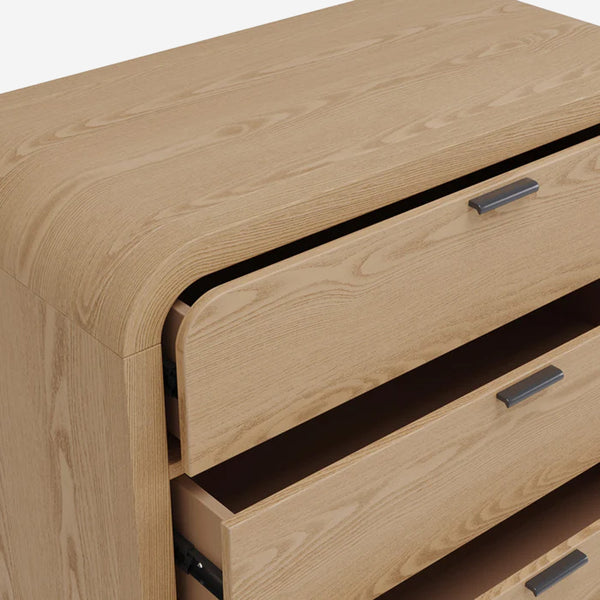 Natural Oak 5-Drawer Dresser | Modern Tall Chest of Drawers for Bedroom