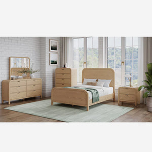 Natural Oak 5-Drawer Dresser | Modern Tall Chest of Drawers for Bedroom