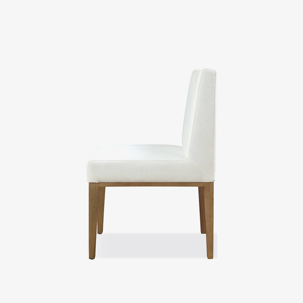 Modern Parsons Dining Chair with White Linen Upholstery and Solid Wood Legs