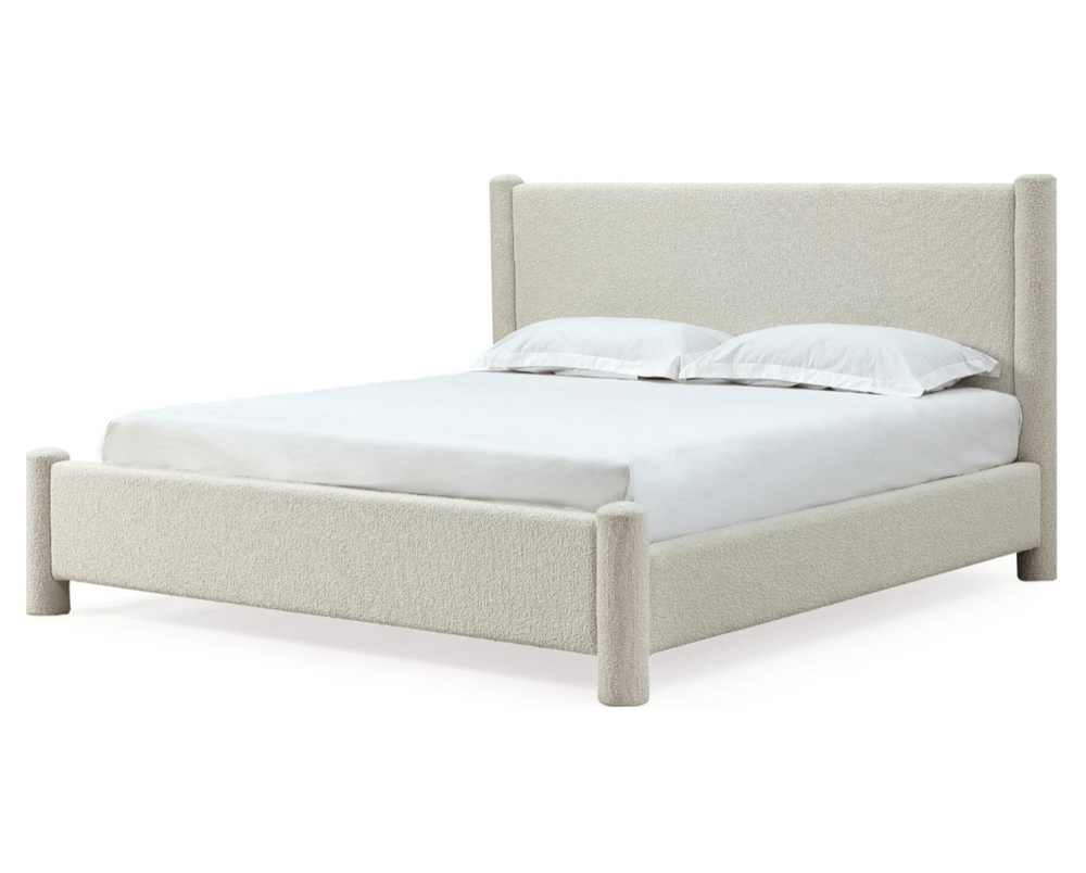 Burke Modern Off-White Boucle Upholstered Platform Bed