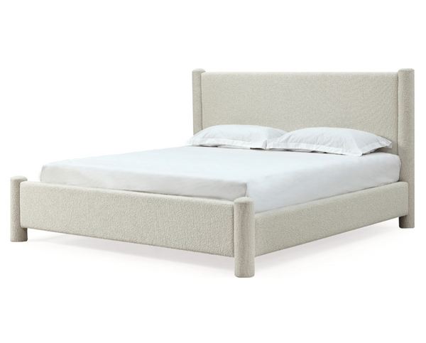 Burke Modern Off-White Boucle Upholstered Platform Bed