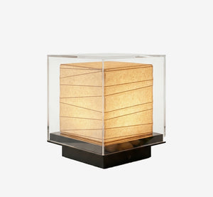 Modern Minimalist Washi Paper Cube Table Lamp with Acrylic Case