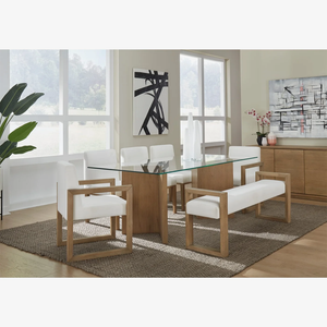 Modern Parsons Dining Chair with White Linen Upholstery and Solid Wood Legs