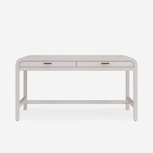 Modern Whitewashed Oak Writing Desk with Rounded Edges and 2 Drawers