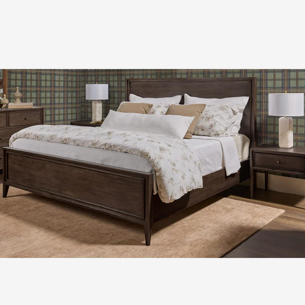 Mid-Century Modern 1-Drawer Nightstand | Dark Walnut Wood Bedside Table with Tapered Legs