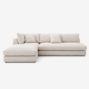 Modern Cream Bouclé L-Shape Sectional Sofa - Extra Deep Seat Modular Chaise Lounge Couch - Quiet Luxury Cloud Sofa for Living Room