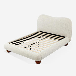 Afra Chenille Upholstered Platform Bed Frame with Wood Legs