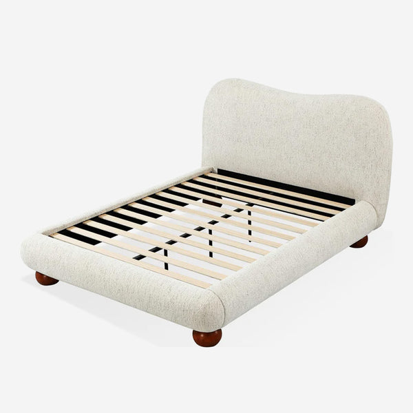 Afra Chenille Upholstered Platform Bed Frame with Wood Legs
