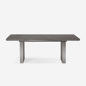 Contemporary Dark Grey Wood Expandable Dining Room Table - Architectural Double Pedestal