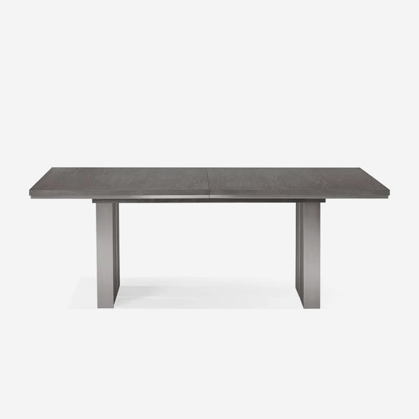 Contemporary Dark Grey Wood Expandable Dining Room Table - Architectural Double Pedestal