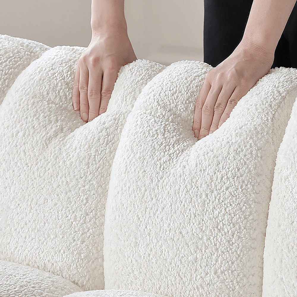Modern Pumpkin Bouclé Accent Chair – Sculptural Oversized Lounge Chair