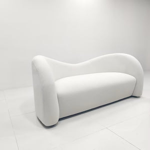 Modern Curved Cloud Sofa - Wavy Backrest Sculptural Couch in Premium Textured Fabric