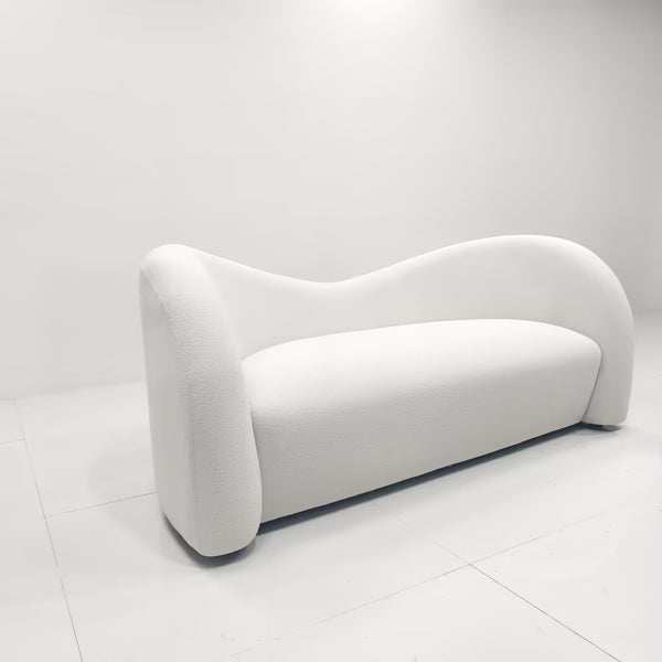 Modern Curved Cloud Sofa - Wavy Backrest Sculptural Couch in Premium Textured Fabric