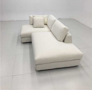 Modern Cream Bouclé L-Shape Sectional Sofa - Extra Deep Seat Modular Chaise Lounge Couch - Quiet Luxury Cloud Sofa for Living Room
