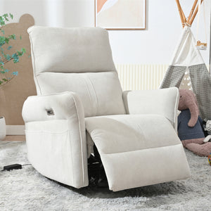270° Power Swivel Rocker Recliner Chair for Adults, Swivel Rocking Recliner Chair,Electric Small Recliners for Small Spaces, Single Sofa Recliner for Living Room, Bedroom,RV (Fabric Gray+270°Swivel)