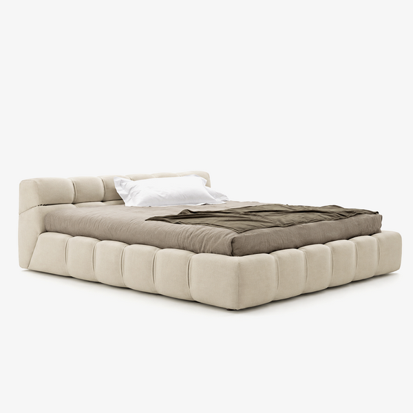 Modern Fabric Upholstered Storage Bed with Tufted Panel Design