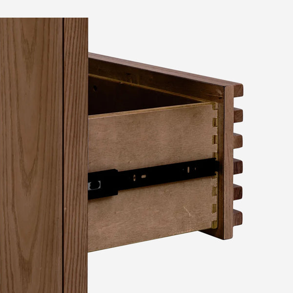 6-Drawer Double Dresser with Slatted Front | Modern Wood Sideboard