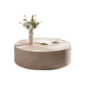 39.37" Round Coffee Table with Mars Pattern for Living Room, Modern Drum Circle Coffee Table for Living Room, No Need Assembly (Mars Pattern)
