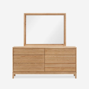 6-Drawer Double Dresser with Slatted Front | Modern Wood Sideboard