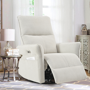 270° Power Swivel Rocker Recliner Chair for Adults, Swivel Rocking Recliner Chair,Electric Small Recliners for Small Spaces, Single Sofa Recliner for Living Room, Bedroom,RV (Fabric Gray+270°Swivel)