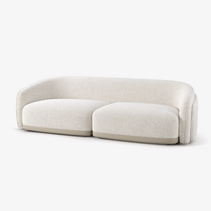 Modern Curved Boucle Sofa in Cream | Low-Profile Sculptural Couch