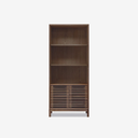 Japandi Style Double-Door Bookcase – Minimalist Wood Display Cabinet for Modern Home Office