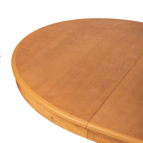 Extendable Round Rubber Wood Dining Table, 47 inch to 59 inch Adjustable Length Kitchen Table, for Home, Restaurant, Cafe, Space-Saving Design